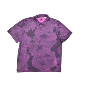 Adidas Golf Men's Purple Floral Polo Shirt Short Sleeve Polyester Size XL